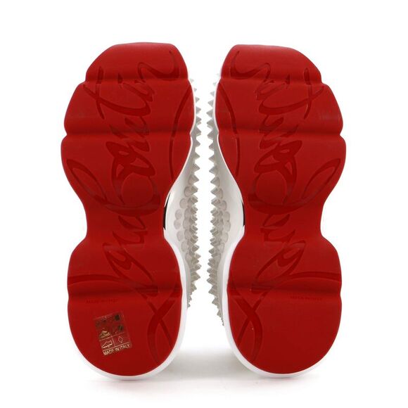 Christian Louboutin Women's Spike Sock Sneakers Spiked Neoprene Gray, Red, White - Picture 4 of 4